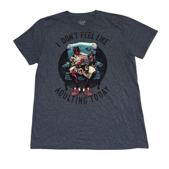 Marvel Unisex Deadpool "I don't feel like adulting" T Shirt Size Medium - Picture 1 of 7